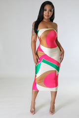 Robe bustier longue multicolore