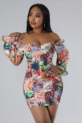 Queen Robe à manche longue Ruché semi-stretch à encolure carrée