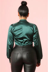 Body suit vert à manche longue bouton devant