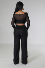 Top Noir à manche longue