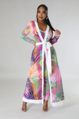 Ensemble combinaison et Cardigan multicolore