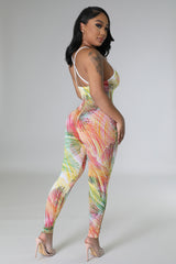 Ensemble combinaison et Cardigan multicolore