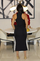 Robe mi-longue stretch col roulé