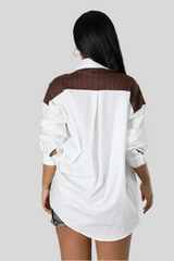 Chemise tunique à manche longue avec cravate intégrée