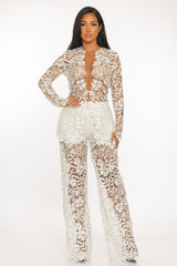 Ensemble blazer dentelle et pantalon