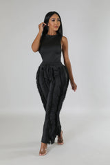 Ensemble deux pièces body et pantalon Frange