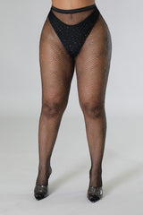 Collant résille à strass extensible