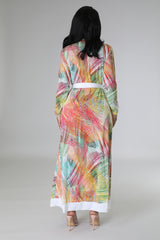 Ensemble combinaison et Cardigan multicolore