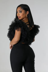 Top court sans manches en tulle