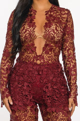 Ensemble blazer dentelle pantalon