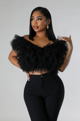 Top court sans manches en tulle