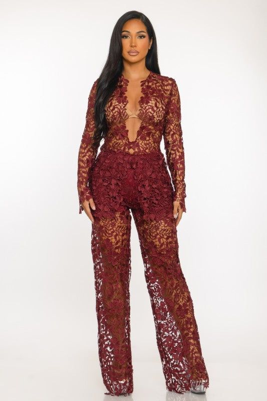 Ensemble blazer dentelle pantalon