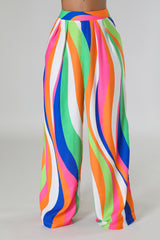Pantalon jambe large multicolore