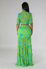 Ma jolie Ensemble deux pièces jupe longue Froufrous et top à manche courte