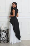 Ensemble pantalon bas large plissé et top asymétrique