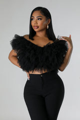 Top court sans manches en tulle