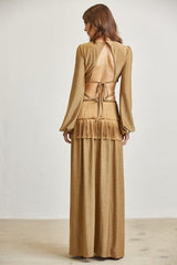 Robe longue longue pour fête avec frange dos ouvert