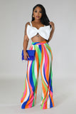 Pantalon jambe large multicolore