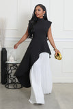 Ensemble pantalon bas large plissé et top asymétrique