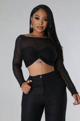 Top Noir à manche longue