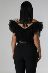 Top court sans manches en tulle