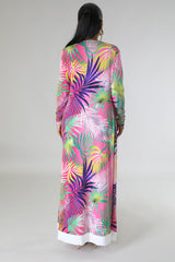 Ensemble combinaison et Cardigan multicolore