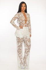 Ensemble blazer dentelle et pantalon