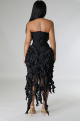 Robe décolleté en Coeur avec Froufrous extensible