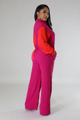 Ensemble pantalon et chemise manche longue multicolore