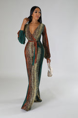 Combinaison demi-stretch à manche longue jambe large col V