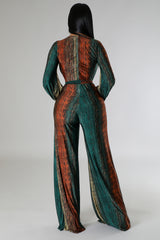 Combinaison demi-stretch à manche longue jambe large col V