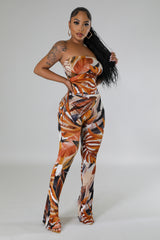 Ensemble pantalon extensible et top asymétrique taille haute