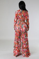 Ensemble deux pièces pantalon semi-stretch bas large et top à manche longue