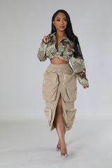 Jupe style cargo avec poche devant beige