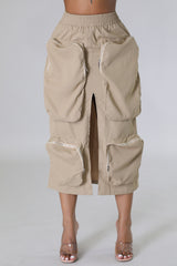 Jupe style cargo avec poche devant beige