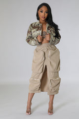 Jupe style cargo avec poche devant beige