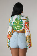 Top à manche longue cache Coeur fleuri