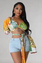 Top à manche longue cache Coeur fleuri