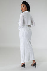 Ensemble jupe taille haute semi-extensible et top à manche longue (Copie)