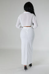 Ensemble jupe taille haute semi-extensible et top à manche longue (Copie)
