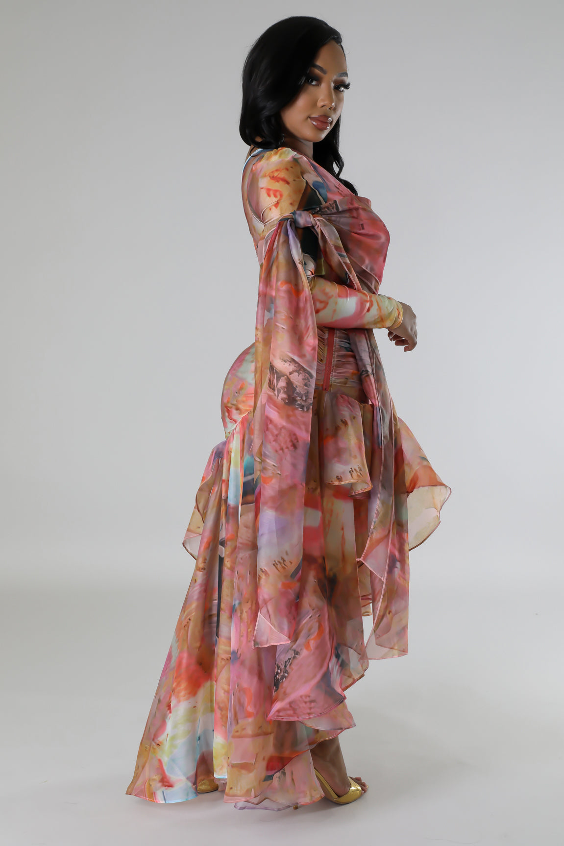 Ensemble jupe asymétrique et top manche longue fête
