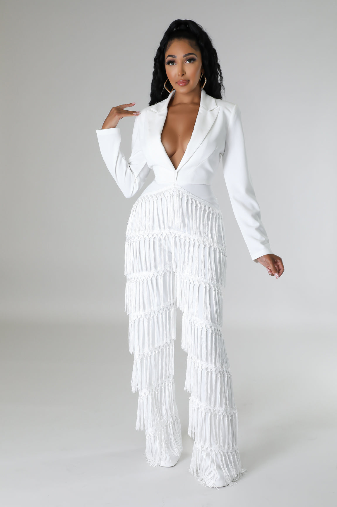 Combinaison semi-extensible Franges à manche longue