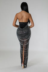 Robe extensible de fête à strass avec perles Engrener