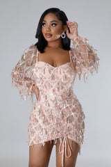 Robe de fête semi-extensible décolleté en Coeur paillettes