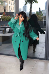 Manteau solide vert tendance mode