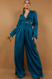 ENSEMBLE BLAZER COURT STYLE WRAP et PANTALON LARGE