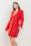 ROBE BLAZER À FRANGES EN CRISTAL ROUGE