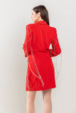 ROBE BLAZER À FRANGES EN CRISTAL ROUGE