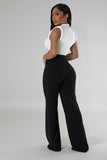 Pantalon extensible taille haute avec ceinture élastique