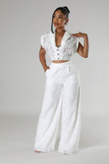 Ensemble pantalon taille non stretch et top sans manche